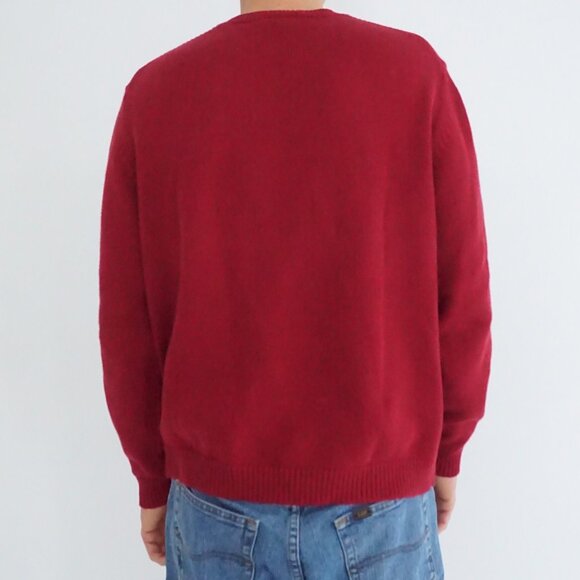 Eddie Bauer Red Cotton Crewneck Sweater Classic Preppy Quiet Luxury L - Picture 2 of 9